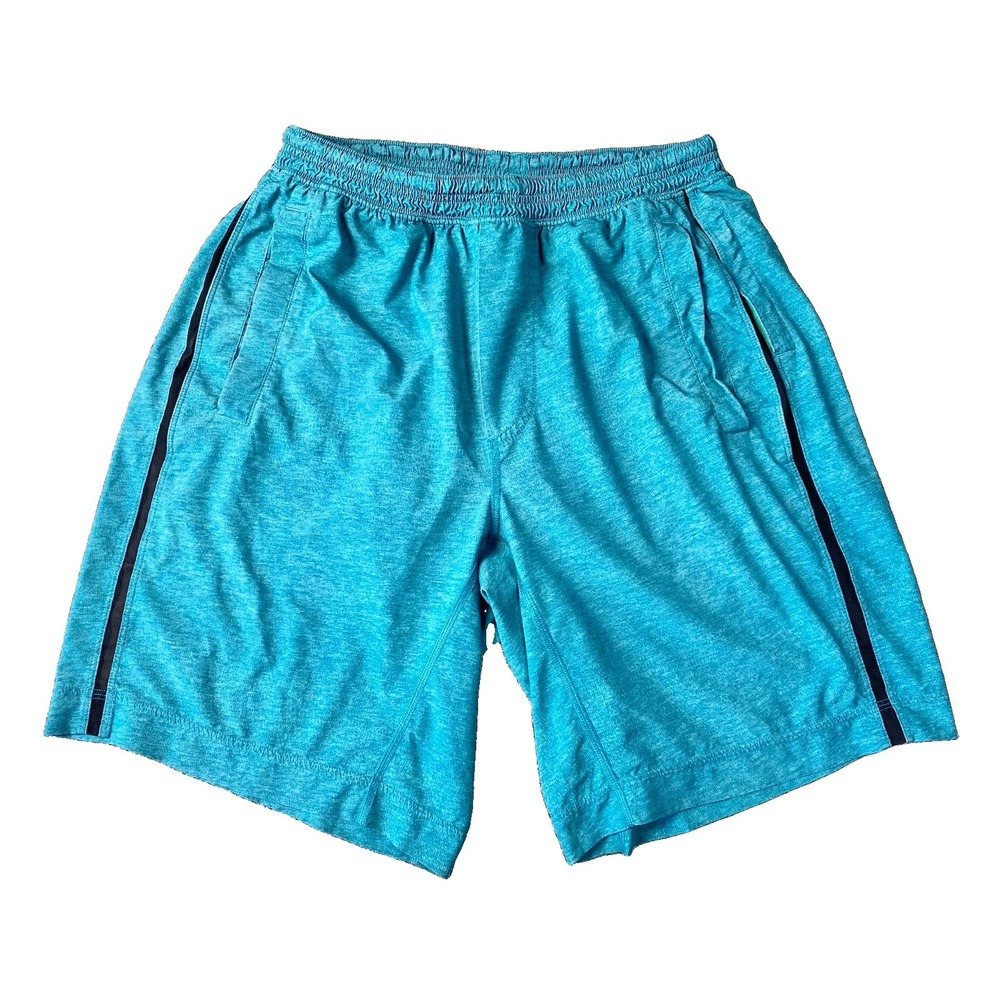 Lululemon Men Large Lined 9" Pace Breaker Running Shorts Blue Pockets Workout
